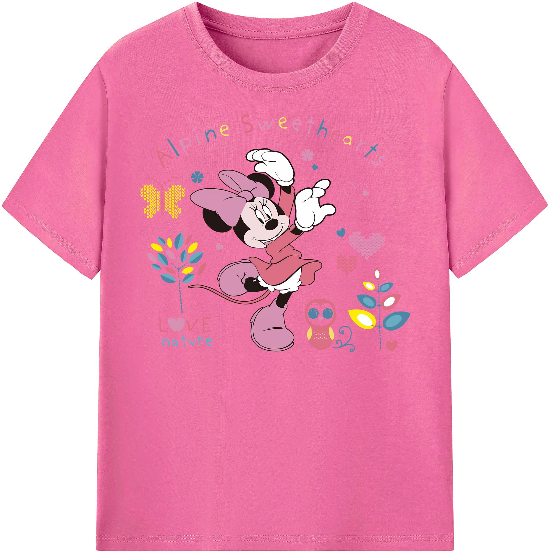 （画像用） ミッキーマウス Mickey Mouse レディースカジュアルプリントTシャツ（綿100％）